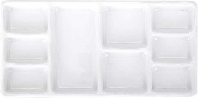 VanEnjoy White Square Ceramic Artist Paint Palette,Porcelain Watercolor Palette,Ceramic Mixing Tray for Watercolor Gouache Painting
