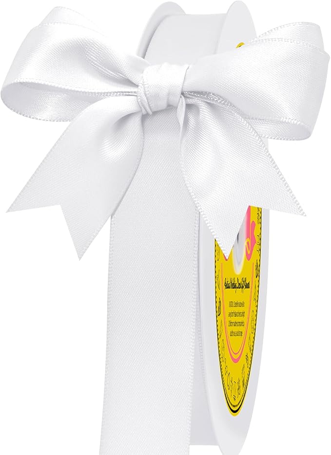 Double Face White Satin Ribbon 7/8 inch X 100 Yards Polyester White Ribbon for Gift Wrapping Very Suitable for Weddings Party Hair Bow Invitation Decorations and More