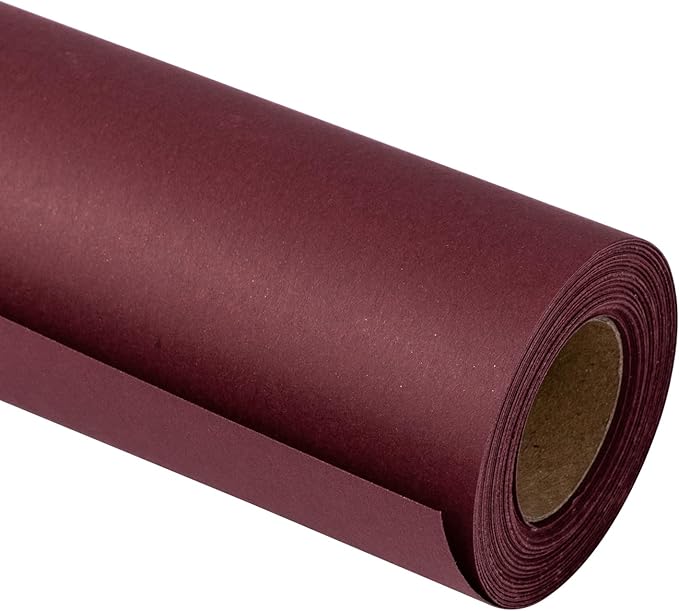 RUSPEPA Wine Red Kraft Paper Roll - 18 inches x 100 feet - Recyclable Paper Perfect for for Crafts, Art, Wrapping, Packing, Postal, Shipping, Dunnage & Parcel