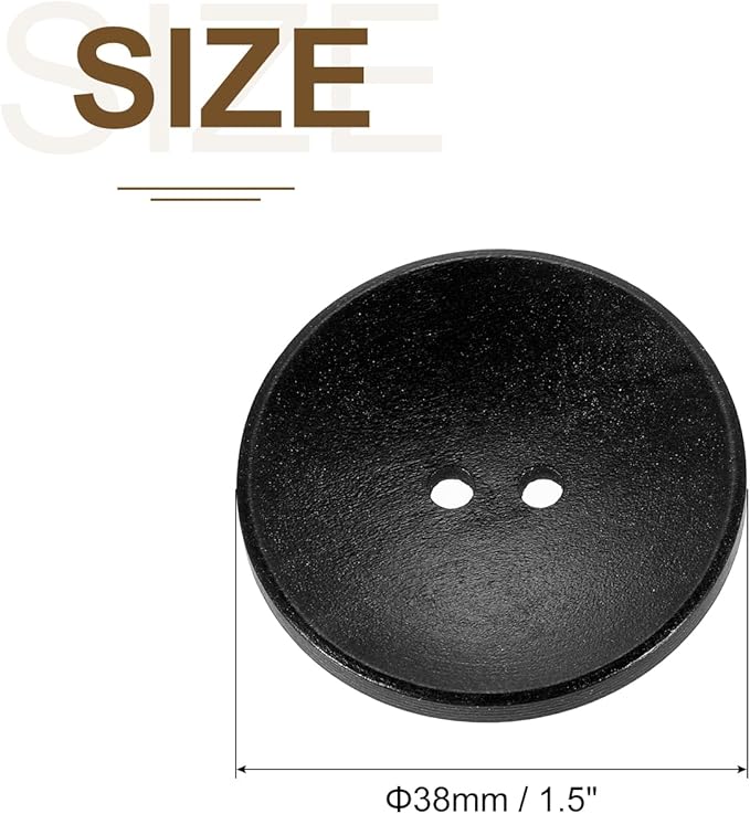 uxcell 30Pcs Wooden Buttons, 38mm(1.5 Inch) 2 Hole Round Wood Sewing Button Craft for Sewing DIY Craft Clothing, Black