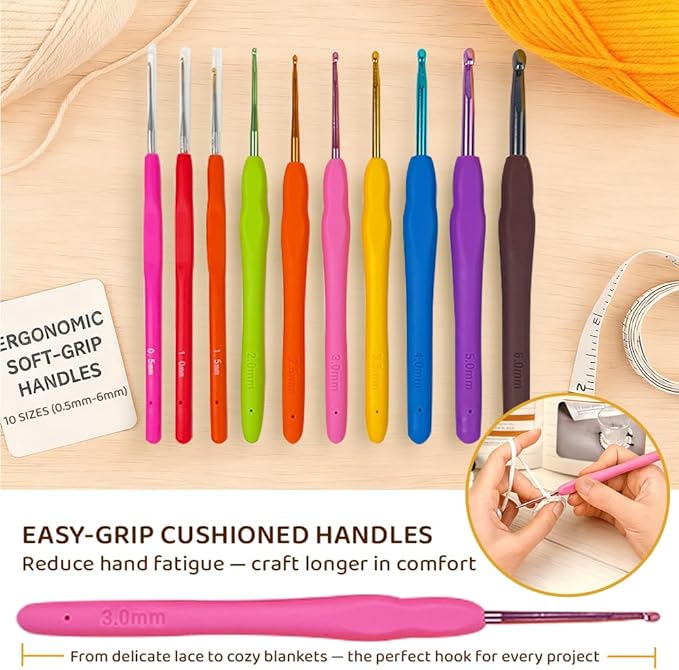 ChillFuzz Crochet Kit for Beginners 85 Piece Complete Crochet Set with Yarn, Hooks, Pattern Book – Beginner Crochet Kit for Adults & Kids with Tutorials, Great Christmas Gift for Craft Lovers Yellow