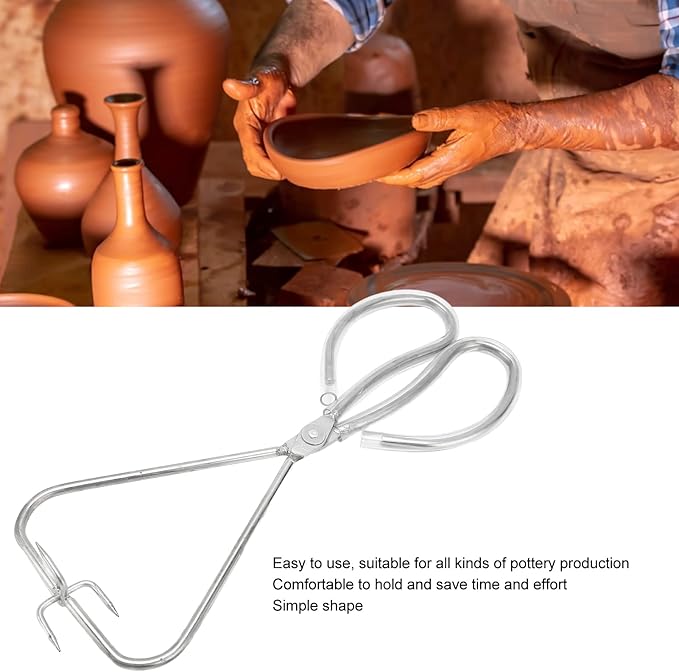 Stainless Steel Dipping Tong Pottery Tool, Clay Sculpture Dipping Tong Pottery Tool Kiln Furniture for Pottery Artists, Ceramic Polymer Clay Glaze Dipping Tongs Glazing Tools