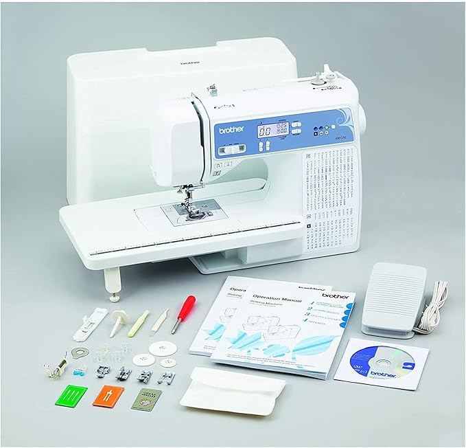 Brother XR9550 Sewing and Quilting Machine (White) Bundle with 36-Piece Bobbins and Sewing Threads with Case (2 Items)