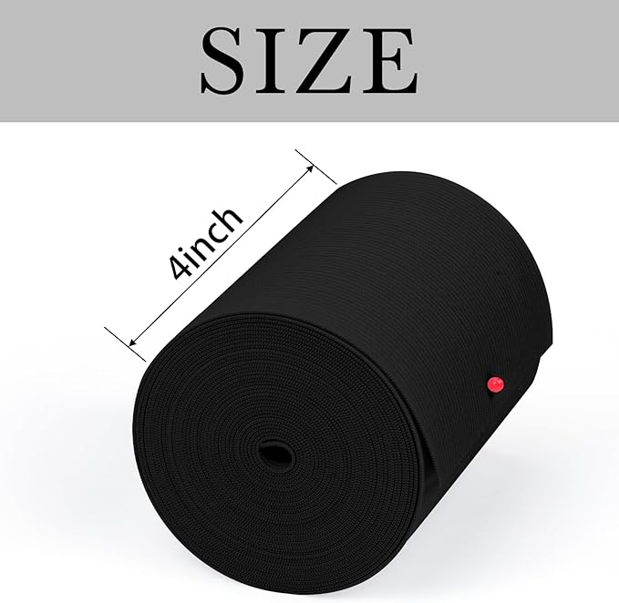 XKDOUS Elastic Band for Sewing, 4 Inch 5 Yards Black Knit Elastic Bands for Sewing Waistband Clothes and Pants Waist, High Elasticity