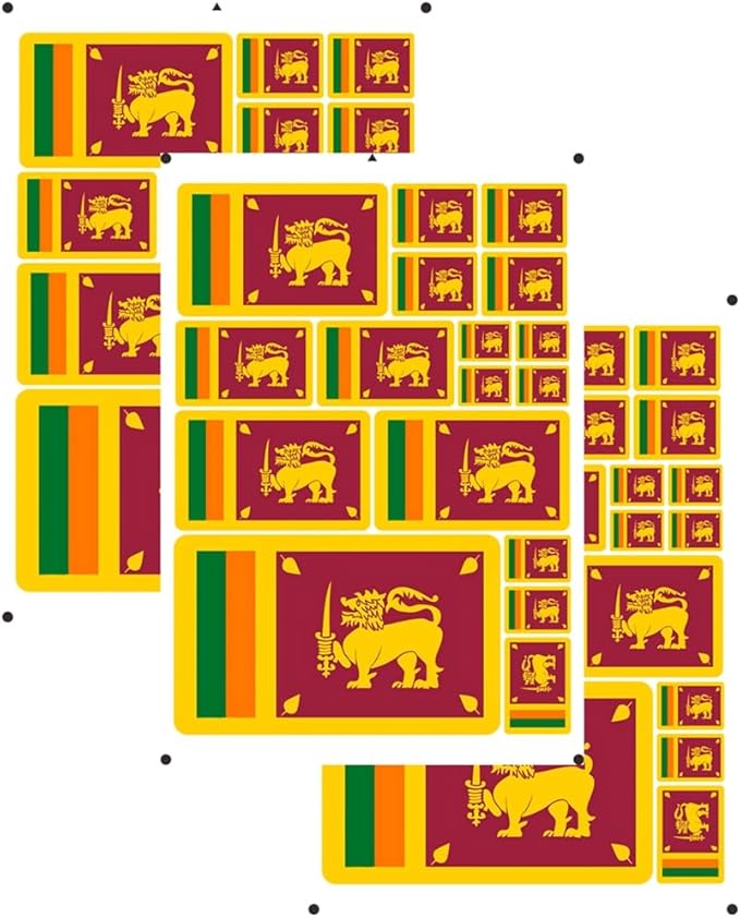vmcoatdu Sri Lanka Flag Laser Printing Sticker 3 Pcs Decal in Multiple Sizes Stickers (Red Sri Lanka)