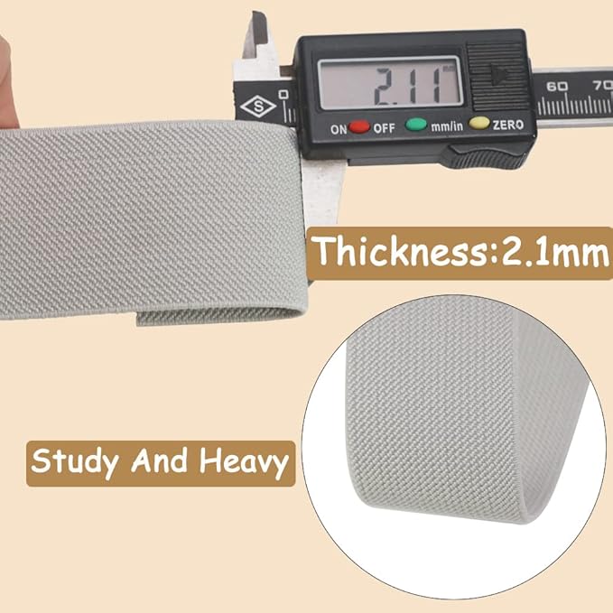 Gray Knit Elastic Band For Sewing 1-1/2 inch 10 Yards -38mm Flat Heavy Stretchy Elastic Straps Elastic Band Spool for DIY Craft-Bedspread-Clothing-Pants Waistband-Wigs-Skirts- DIY Projects