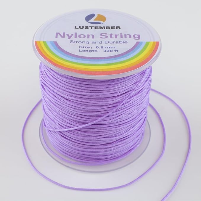 0.8mm Nylon String, Strong Bracelet String, Durable Nylon Cord for Jewelry Making, Bracelets, Beading, Necklaces, Rattail Braiding, Kumihimo, Wind Chimes, Blinds and Handicrafts
