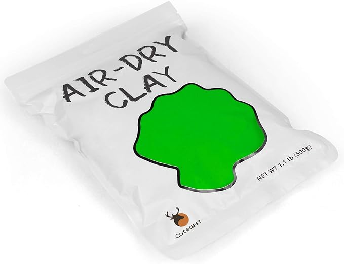 Cutedeer Green Air Dry Clay, 1.1lb Foam Modeling Clay, Soft Squishy Molding for Kids Adults, Arts & Crafts Project Slime Supplies(1.1lb - 1 Pack, Green)