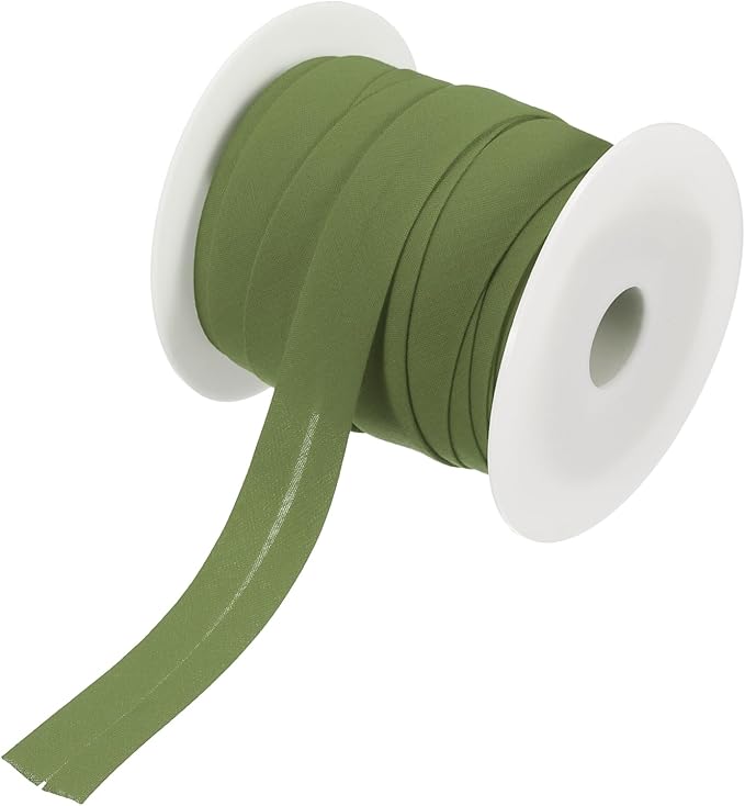 MECCANIXITY 3/4 Inch Single Fold Bias Tape Polyester Continuous Bulk Bias Tape Roll for Sewing, Seaming Quilting Hemming Binding Crafts (Dark Green 25 Yards)