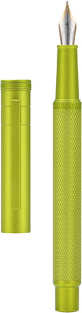 Hongdian 1851 Mustard Yellow Forest Fountain Pen Blade Nib Classic Design Calligraphy Pen with Converter and Metal Pen Case Set