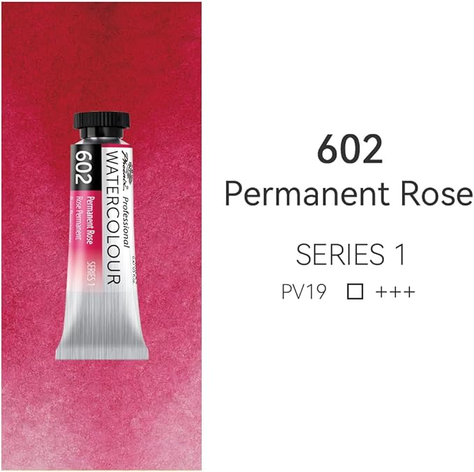 PHOENIX Professional Watercolor Paint Single Tube - 0.47 Fl Oz / 14ml - Permanent Rose