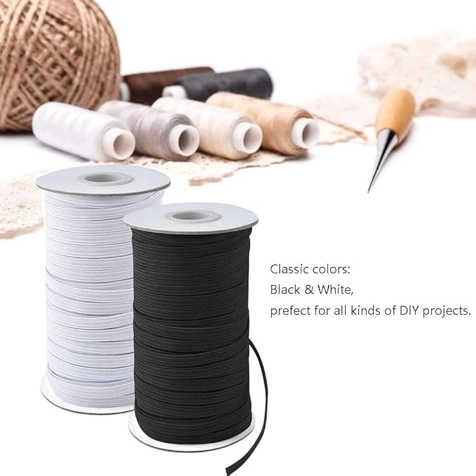 80 Yards Elastic Band 1/4 inch Wide White Elastic Strap High Elastic Cord for Sewing Waistband and Pants Waist