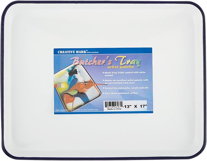 Creative Mark Butcher Tray Palette - 13 x 17 Inches - Triple Coated Enamel Tray Palette for Painting, Color Theory, Mixing, and More
