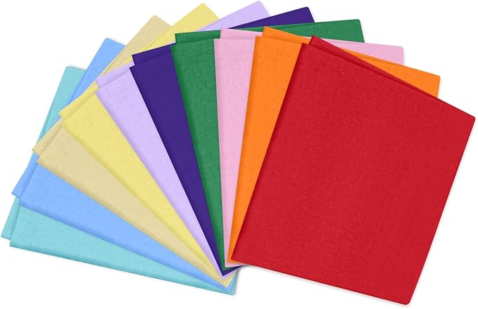 18 * 21inch Cotton Fabric Premium,11 Options Solids, 10PCS Solid Precut Fabric Pure Quilting Fat Quarter Bundles Patchwork for Sewing DIY Craft (Rainbow)