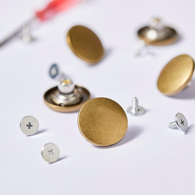 Alloy Jeans Button for Replacement,Super Hard,Quick Install,No Sewing,Skin&Clothes Protected,with Screw and Tool(Bronze) 20mm 10pcs