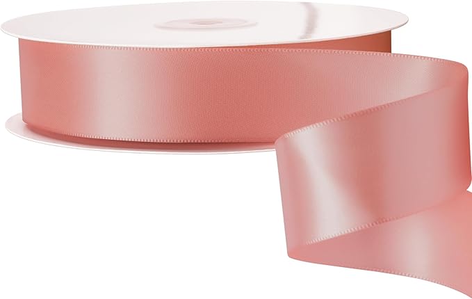 LIUYAXI Rose Gold Double Faced Satin Ribbon, 1" X Continuous 25 Yards, Ribbons Perfect for Gift Wrapping Wedding Bouquet Decor DIY Craft Bow Making & Other Projects