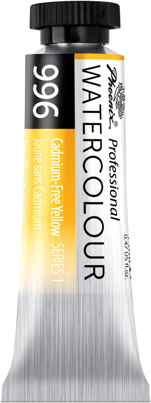 PHOENIX Professional Watercolor Paint Single Tube - 0.47 Fl Oz / 14ml - Cadmium-Free Yellow