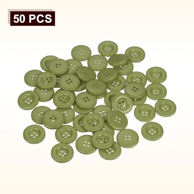 HARFINGTON 50pcs Sewing Button 23mm (7/8 Inch) 4 Holes Resin Thickened Round Crafting Replacement Buttons for Clothing DIY Crafts Decoration, Green