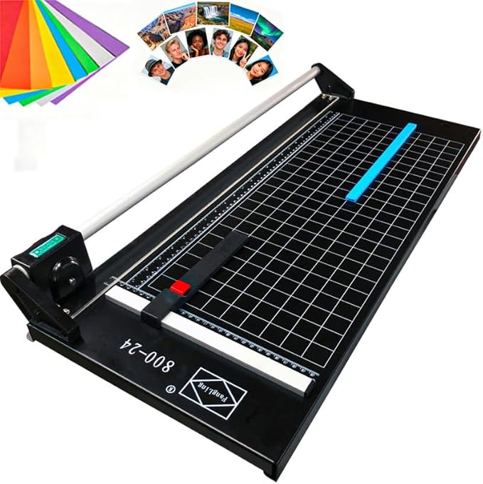 24 Inch Manual Precision Rotary Paper Trimmer, Rotary Paper Cutter Trimmer for Photo Paper, Film, Art Paper Jam, Office Paper, Thin Plastic Soft Board, PVC,Cutting Table,Professional Rolling Trimmer