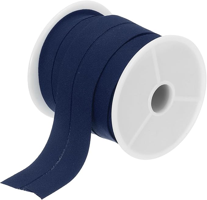 MECCANIXITY 1 Inch Single Fold Bias Tape Cotton Continuous Bulk Bias Tape for Sewing,Seaming Quilting Hemming Binding Crafts (Navy Blue 10 Yards)