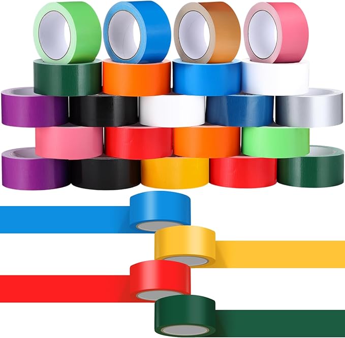 Fainne 24 Rolls Colored Duct Tape Bulk, Duct Tape Heavy Duty Waterproof, Multi Purposes, No Residue, Tear by Hand for Indoor Outdoor Use(Colorful,20 Yards X 2 Inches)