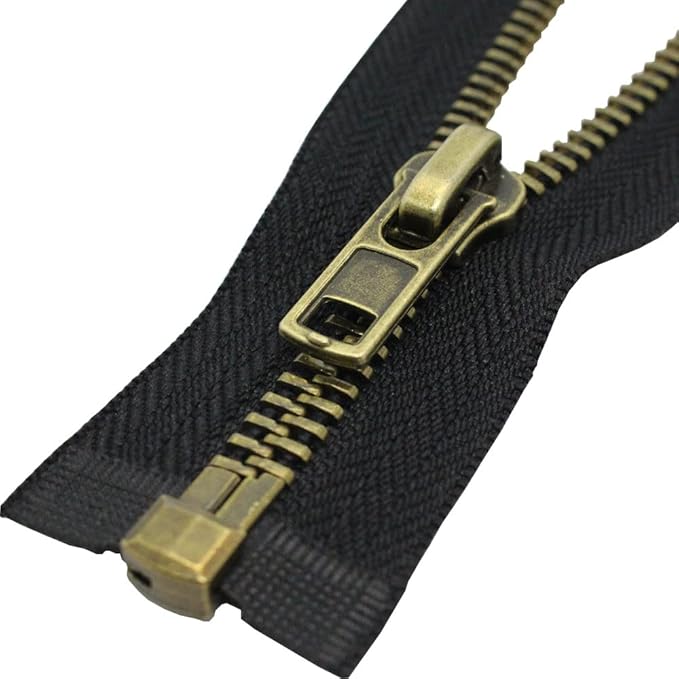 MebuZip #8 8 Inch Antique Brass Teeth Separating Jacket Zipper Right Handed Zipper Heavy Duty Metal Zippers for Men's Jackets Coats Sewing (8" RH)