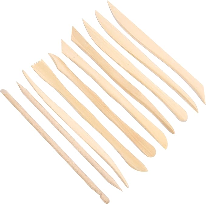 10Pcs Wooden Clay Sculpting Tools Set,Pottery Tools,Sculpture Tools for Cutting, Carving and Smoothing