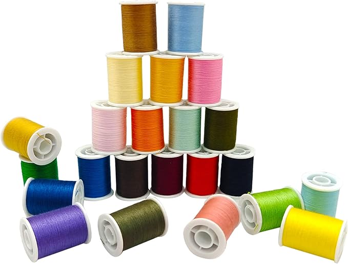 Fbshicung Polyester Sewing Thread Set - 30 Assorted Colors, 50 Yards per Thread Spool, Sewing Kit Includes 5 Large Eye Hand Needles, 2 Needle Threader, Suitable for DIY Hand Sewing