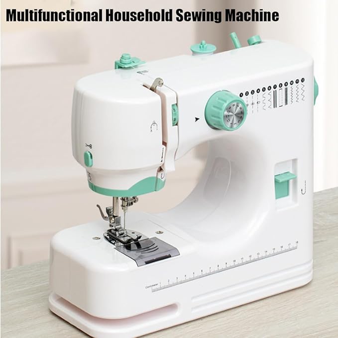 Compact Home Electric Sewing Machine, Sewing Machine for Beginners with 12 Built-in Stitches, Portable Cordless Handheld Twin Needles SewingMachine for Adults, Home Mending & Crafting (A)