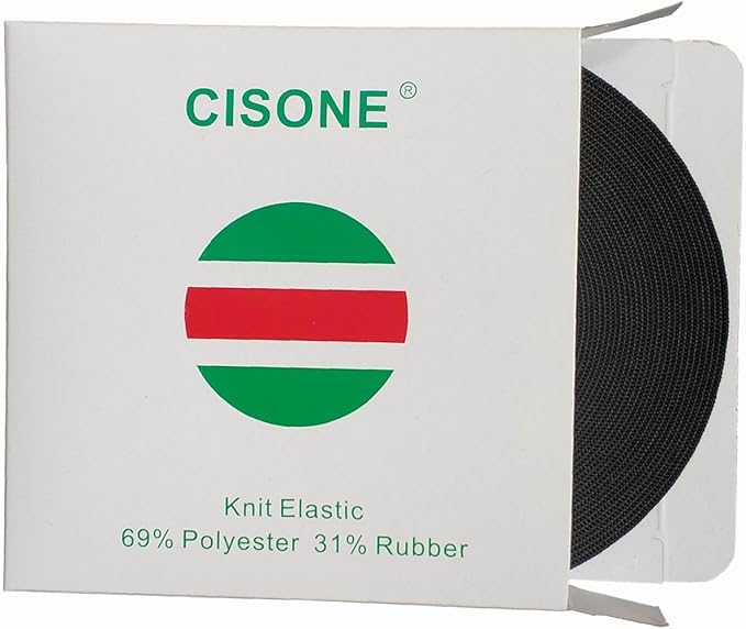 CISONE Knit Elastic 3/4 Inch Wide Black Heavy Stretch High Elasticity Knit Elastic Band 10 Yards