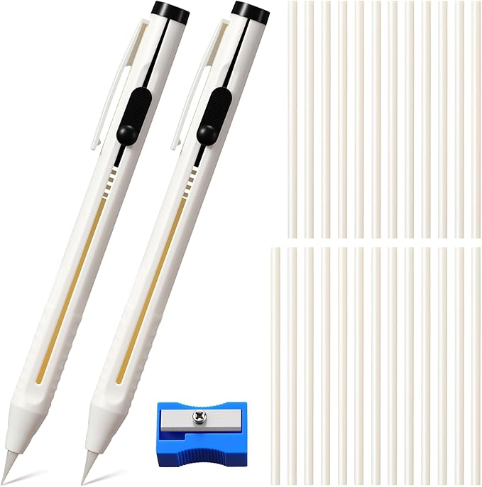28 Pcs Chalk Pencil Refillable Cartridge Set, Sewing Chalk Pen and White Refill Tailors Pencil for Marking Fabric Patterns