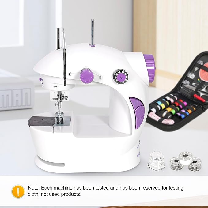 EASYBERG Mini Sewing Machine for Beginners, Dual Speed Easy Automatic Sewing Machine with Expansion Table, Sewing Tool and Needle Shield Suitable for Family and Travel