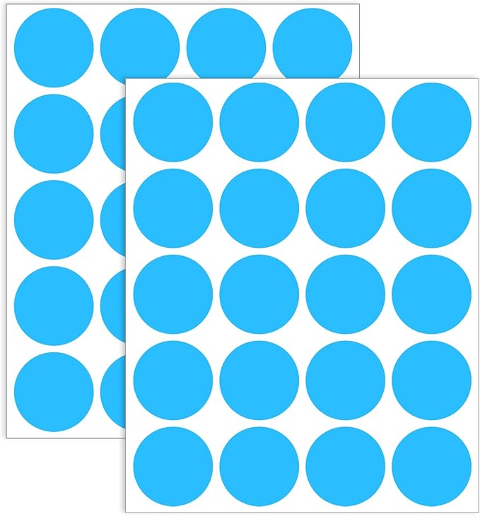 1.5" Round Colored Removable Stickers Labels - Blue,Pack of 500