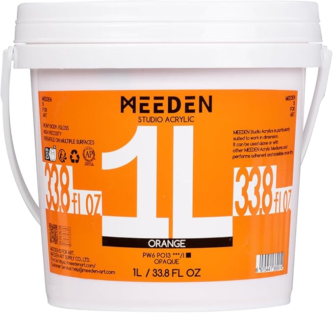 MEEDEN Orange Acrylic Paint: 1 L /33.8 oz Heavy Body Gloss Non-Toxic - Thick Art Paints for Canvas Crafts