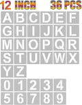 YEAJON 12 Inch Letter Stencils and Numbers, 36 Pcs Alphabet Art Craft Stencils, Reusable Plastic for Wood, Wall, Fabric, Rock, Chalkboard, Signage, DIY School Projects (12 Inch)