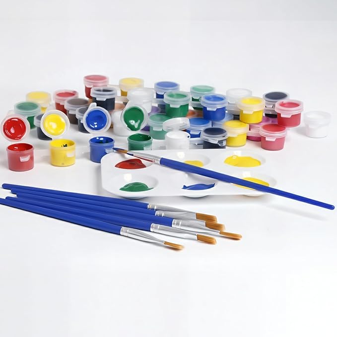 50 Pcs Small Paint Brushes, Flat and Round Pointed Art Brushes for Acrylic, Oil Painting, Watercolor Painting, handicrafts, Children's and Art Supplies Detail Painting (Mix)