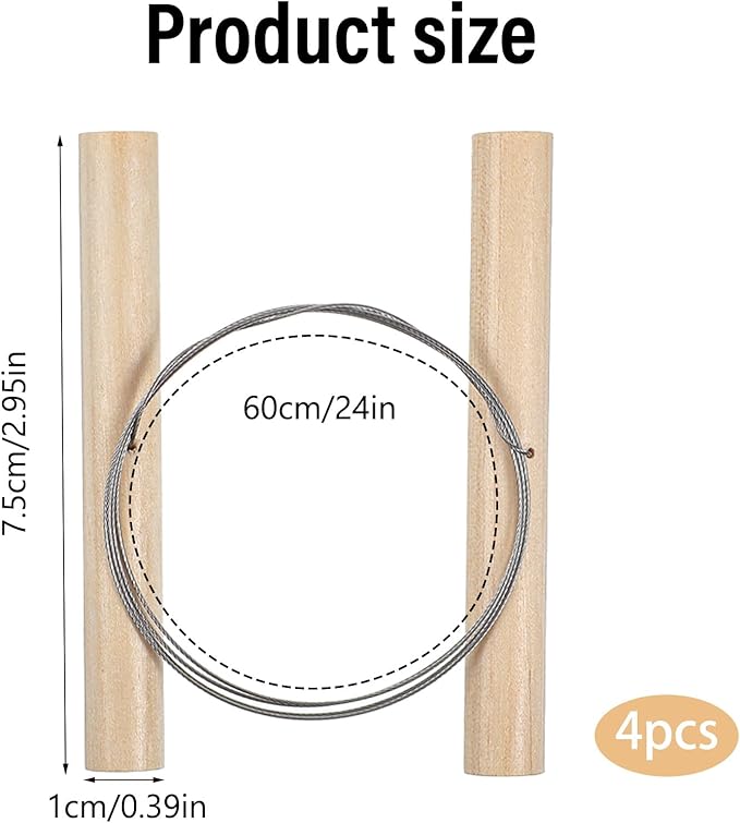 4Pcs Wire Clay Cutter, Carving Pottery Tools with Wood Handle Cheese Plasticine Dough Cutting Pottery Tools for Clay Sculpting, Potterys Craft, Ceramic Arts, Modeling, and DIY Clays Projects