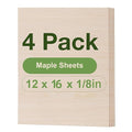 Rowood 4 Pack Maple Plywood 1/8,12x16x1/8inch,3mm Wood Sheets Thin Unfinished Maple Plywood for Laser Cutting and Engraving,DIY Adult Craft Project Kits for Ornaments, Models Drawing,Wood Burning