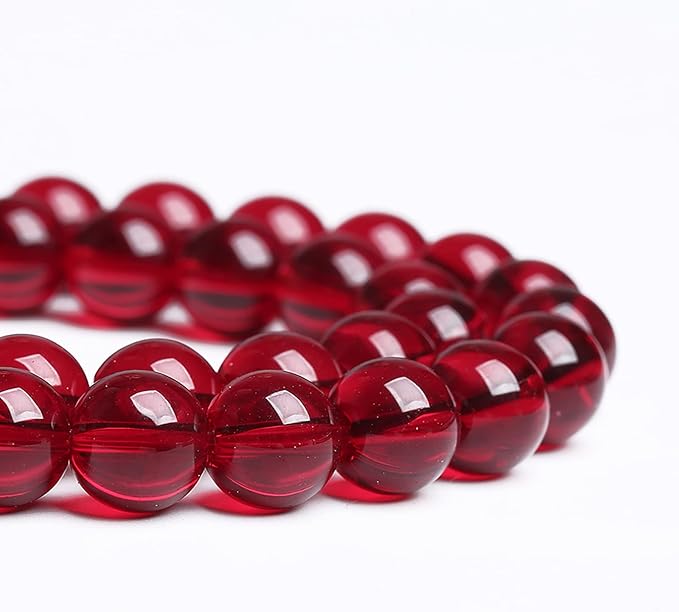 10MM 36PCS Garnet Red Glass Crystal Spacer Loose Beads for Jewelry Making DIY Bracelet 15 Inches 1 Strand