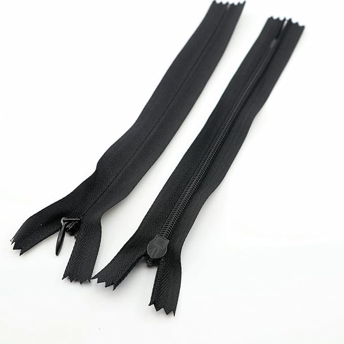 Leekayer 3# 8 Inch Invisible Zipper for DIY Tailor Sewing Craft 20.32cm Closed End Black Nylon Zippers Bulk 10 PCS/Pack (Black,8")