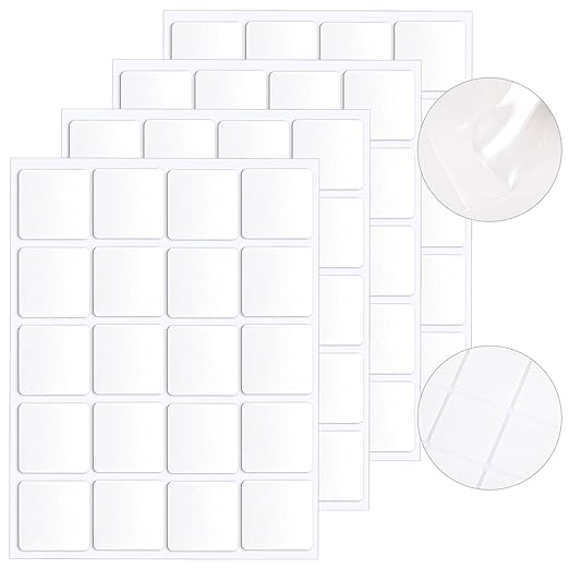 JANYUN 140 Pcs Double Sided Sticky Dots Removable Square Putty Clear Double Sided Tape for Crafts No Trace Sticky Tack Adhesive Tape (Square 40 mm)
