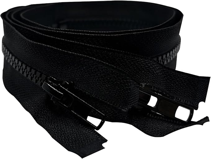ANPURZII 2PCS #5 47 Inch Black Separating Jacket Zippers for Sewing Coats, Molded Plastic Bulk Zippers(Black 47" 2PCS)