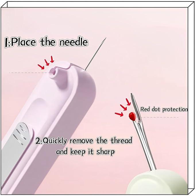 Upgraded 2 in 1 Automatic Needle Threaders Seam Ripper,Quilting Supplies Sewing Kit,Quick Sewing Machine Loop Needle Threaders (2PCS-Yellow,Purple)