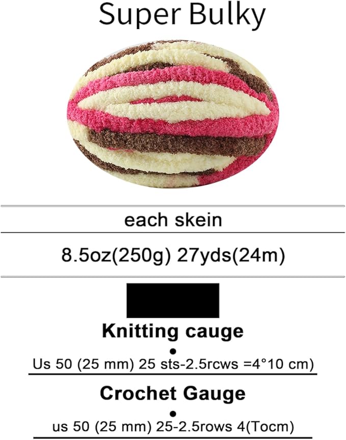 Chunky Yarn for Hand Knitting, No7 Thick Yarn, 250Grams 32Yards, Pack of 4, Perfect for Knitters and Crafters (HoneyCoffee)