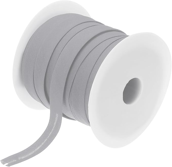 MECCANIXITY 1/2 Inch Single Fold Bias Tape Polyester Continuous Bulk Bias Tape for Sewing,Seaming Quilting Hemming Binding Crafts (Gray 50 Yards)