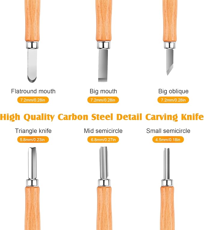 26-in-1 Wood Carving Kit with Detail Wood Carving Knife, Whittling Knife, Wood Chisel Knife, Gloves, Carving Knife Sharpener for Spoon, Bowl, Kuksa Cup (26PCS)