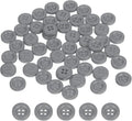 HARFINGTON 50pcs Sewing Button 11mm (15/32 Inch) 4 Holes Resin Thickened Round Crafting Replacement Buttons for Clothing DIY Crafts Decoration, Gray