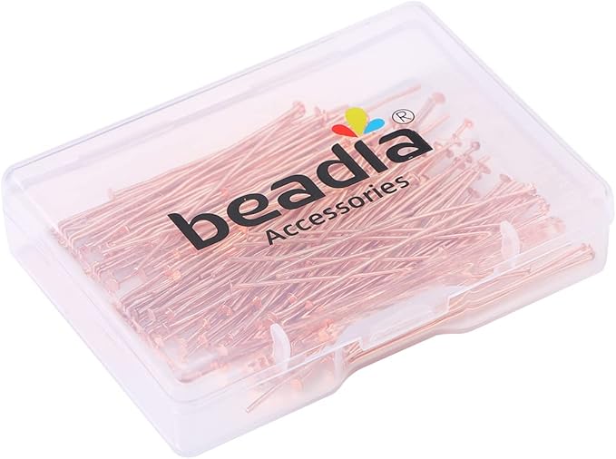 Rose Gold Plated Flat Head Pins Non Tarnish 40mm 150pcs for Jewelry Making Findings