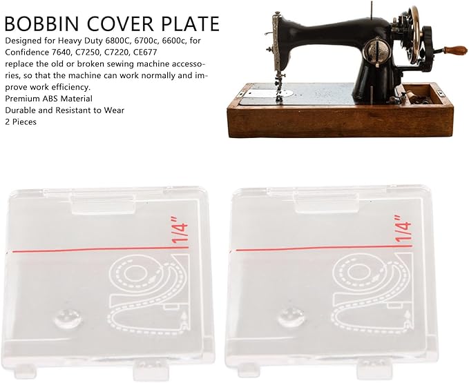 Transparent Bobbin Cover Plates, 2pcs Sewing Machine Needle Plates for Heavy Duty 6800C 6700C 6600C Confidence 7640 C7250 C7220 CE677 Durable for Sewing Enthusiasts