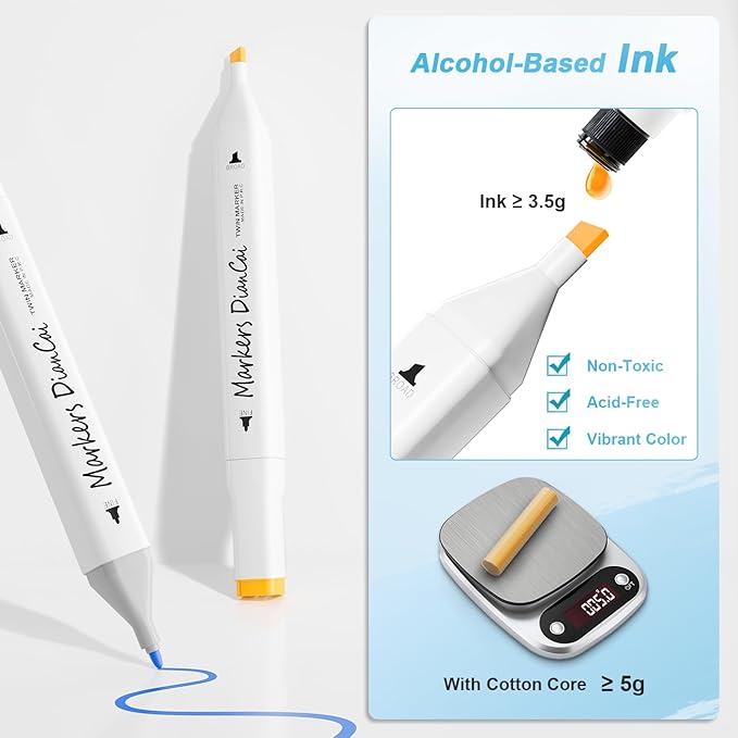 Alcohol Markers 80 Colors,Dual Tip Chisel & Fine Markers Set Waterproof Ink Alcohol Coloring Marker Art Marker Pens Drawing Gift for Painting,Note,Marking,White Barrel